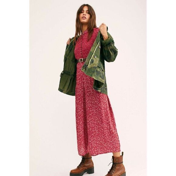 NEW FREE PEOPLE SAINT HELENA SHANGRI-LA SMOCKED WIDE LEG PRINTED JUMPSUIT - Picture 3 of 4